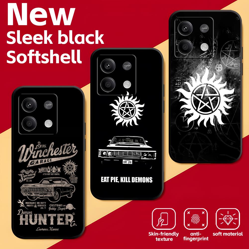 Computer Case - クールなデザインの「Supernatural」シリーズのスマートフォンケース。Redmi Note 17、15、14、13、12、11 Pro Plus、S 5Gに対応。ソフトな質感の黒色のスマートフォンカバー。