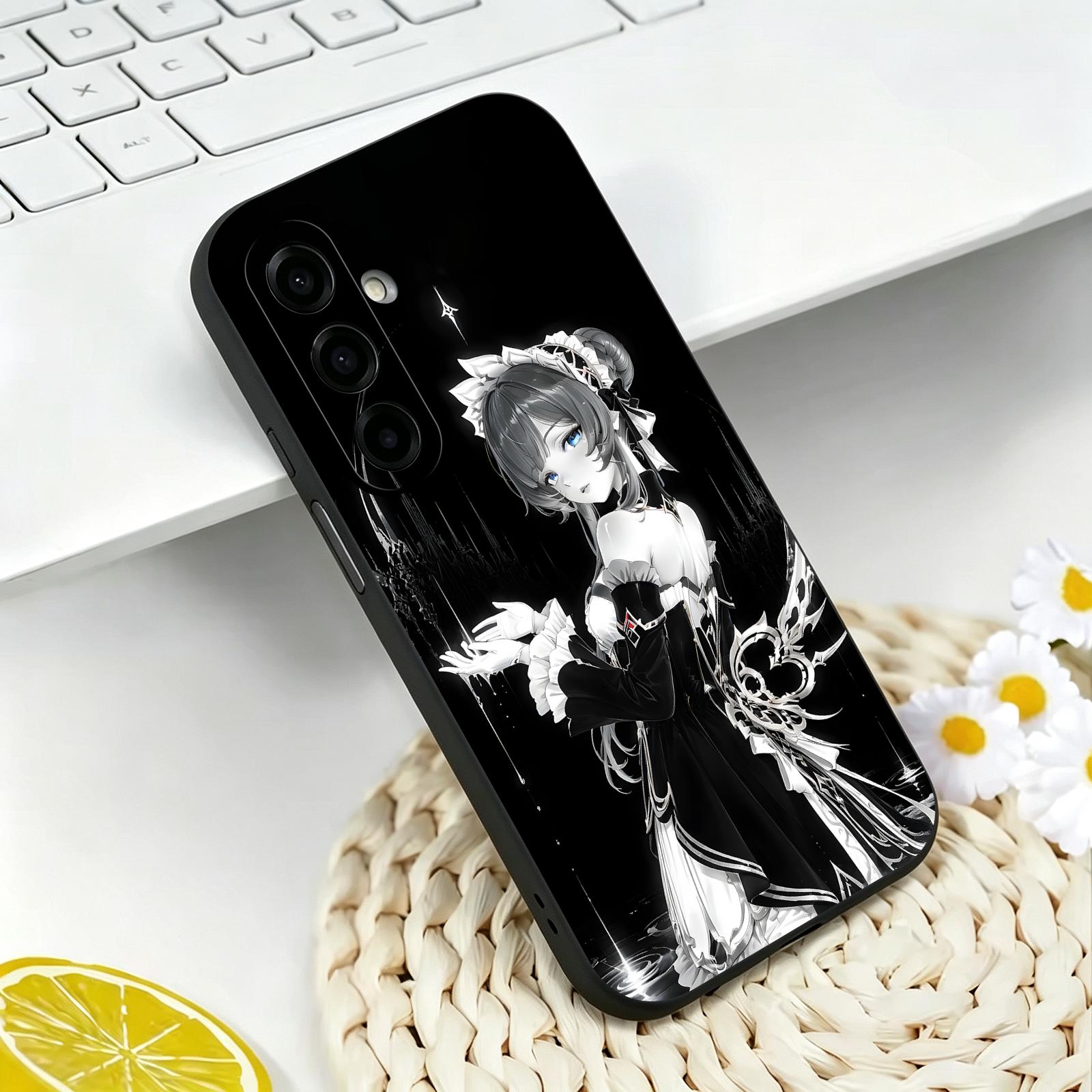 Matte Pc Case - 原神（Genshin Impact）のサンドロネデザイン、Samsung A57、A56、A37、A27、A17、A36、A26、A55、A35対応、ブラックマットソフトケース。