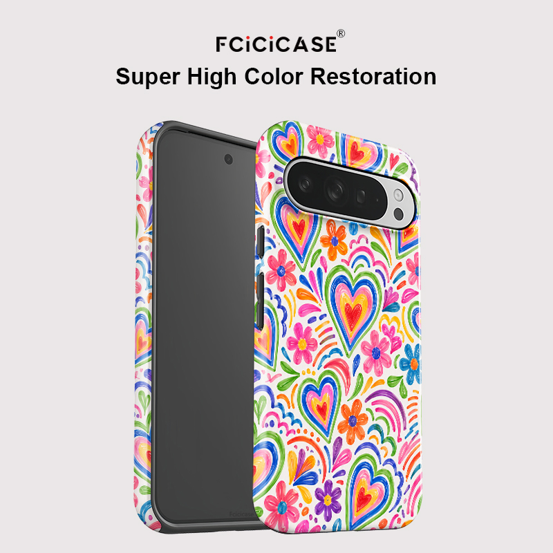 Fcicicase ピクセル10A用 ラブハートフラワー柄ス - Matte Pc Case のレビューと価格
